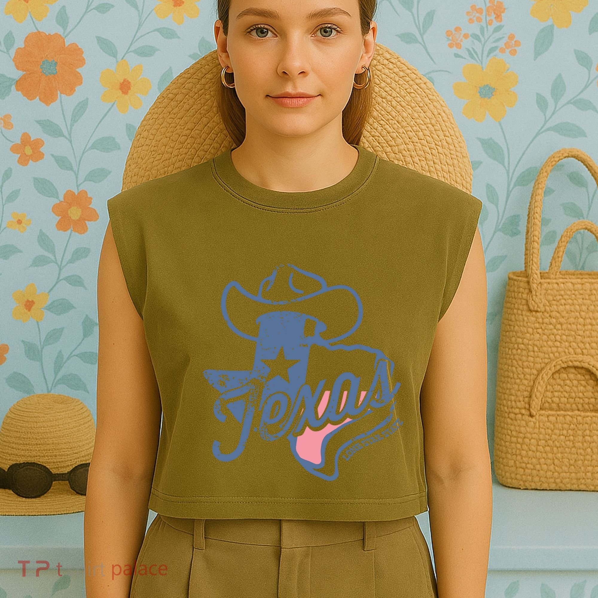 Texas Lone Star State Garment-Dyed Women's Muscle Tee