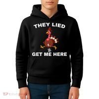 They Lied To Get Me Here Funny Thanksgiving Turkey Trot Kids Hoodie thumb 4
