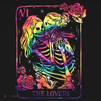 The Lovers Tarot Card Goth Tie Dye Kissing Lesbian Skeletons Women's Hoodie thumb 2