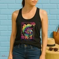 The Lovers Tarot Card Goth Tie Dye Kissing Lesbian Skeletons Women's Tank Top thumb 2