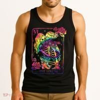 The Lovers Tarot Card Goth Tie Dye Kissing Lesbian Skeletons Tank Top thumb 3