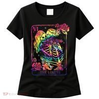 The Lovers Tarot Card Goth Tie Dye Kissing Lesbian Skeletons Women's T-Shirt thumb 0