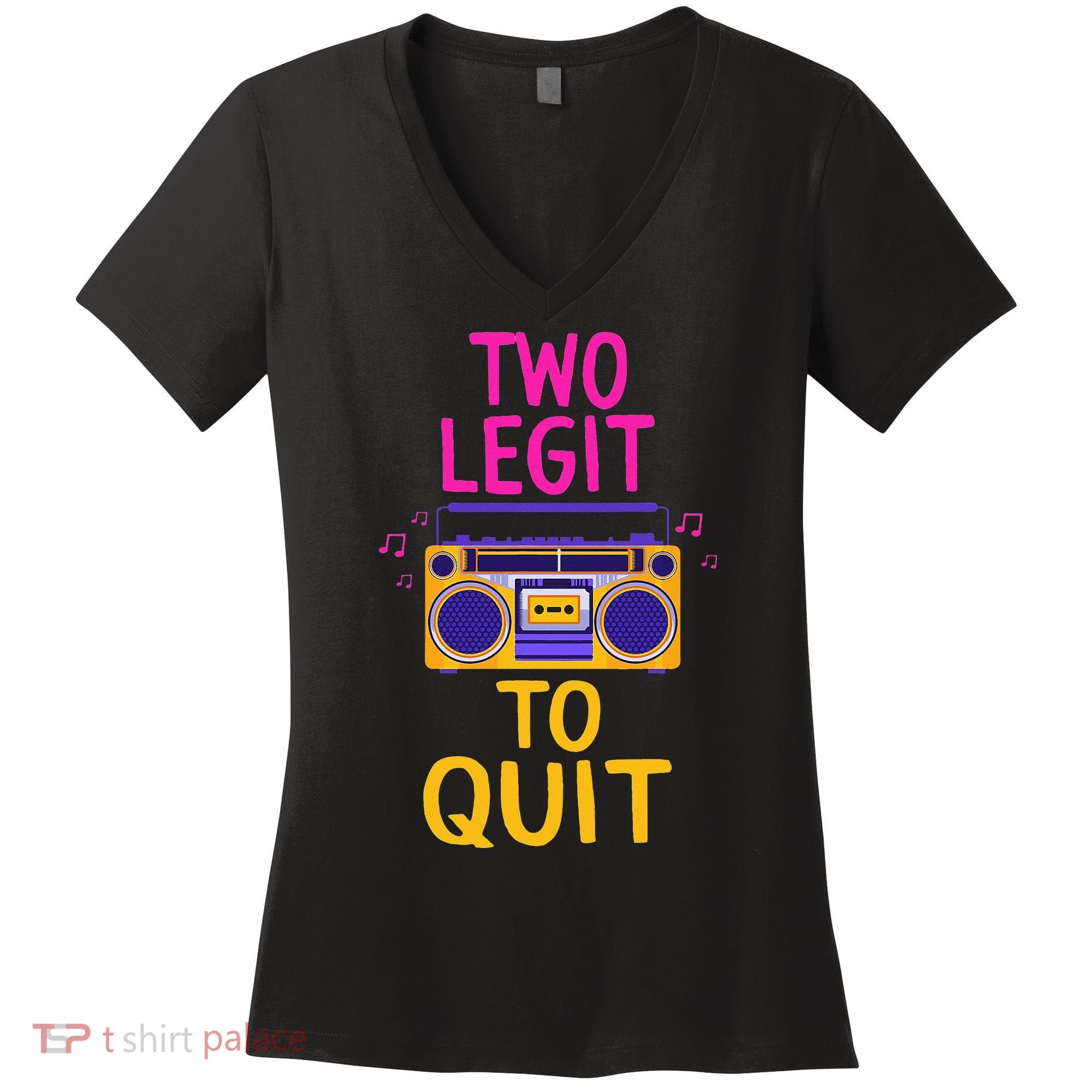 Two Legit To Quit 2nd Birthday Party Hip Hop Theme Toddlers Women's V-Neck T-Shirt