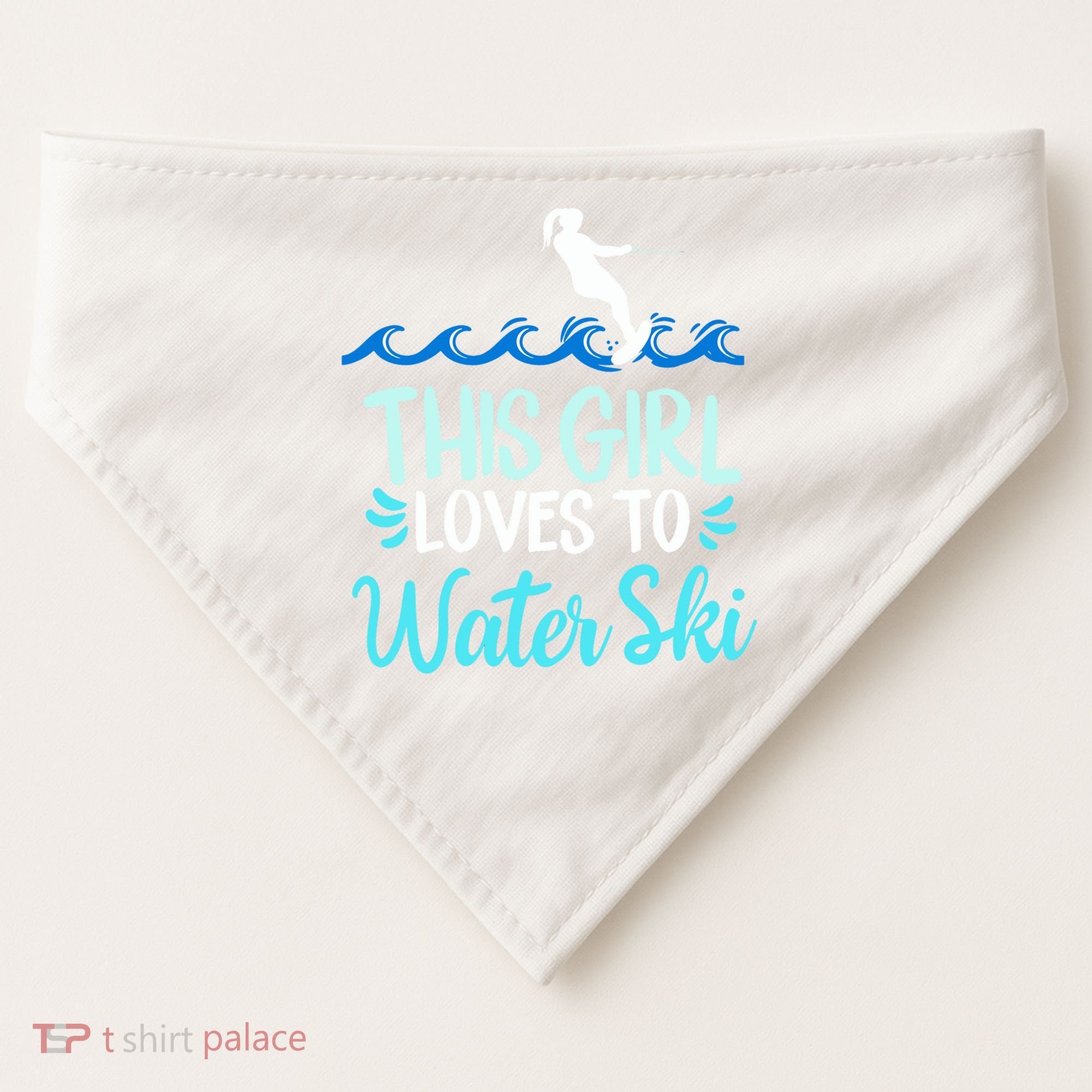 This Loves To Water Ski Meaningful Gift USA-Made Doggie Bandana