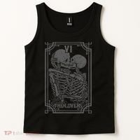 The Lovers Tarot Card Goth Skull Halloween Gothic Occult Tank Top thumb 2