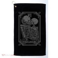 The Lovers Tarot Card Goth Skull Halloween Gothic Occult Golf Towel thumb 0
