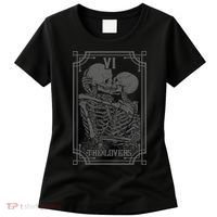 The Lovers Tarot Card Goth Skull Halloween Gothic Occult Women's T-Shirt thumb 0