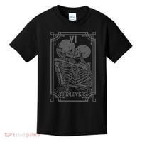 The Lovers Tarot Card Goth Skull Halloween Gothic Occult Kids T-Shirt thumb 0