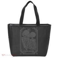 The Lovers Tarot Card Goth Skull Halloween Gothic Occult Tote Bag thumb 0