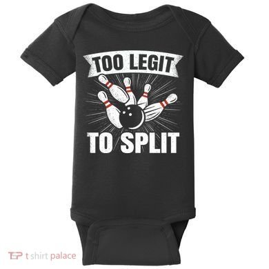 Too Legit To Split Funny Retro Team Bowler Bowling Baby Bodysuit