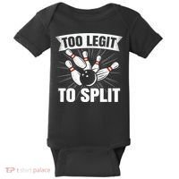 Too Legit To Split Funny Retro Team Bowler Bowling Baby Bodysuit thumb 0