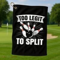 Too Legit To Split Funny Retro Team Bowler Bowling Golf Towel thumb 1