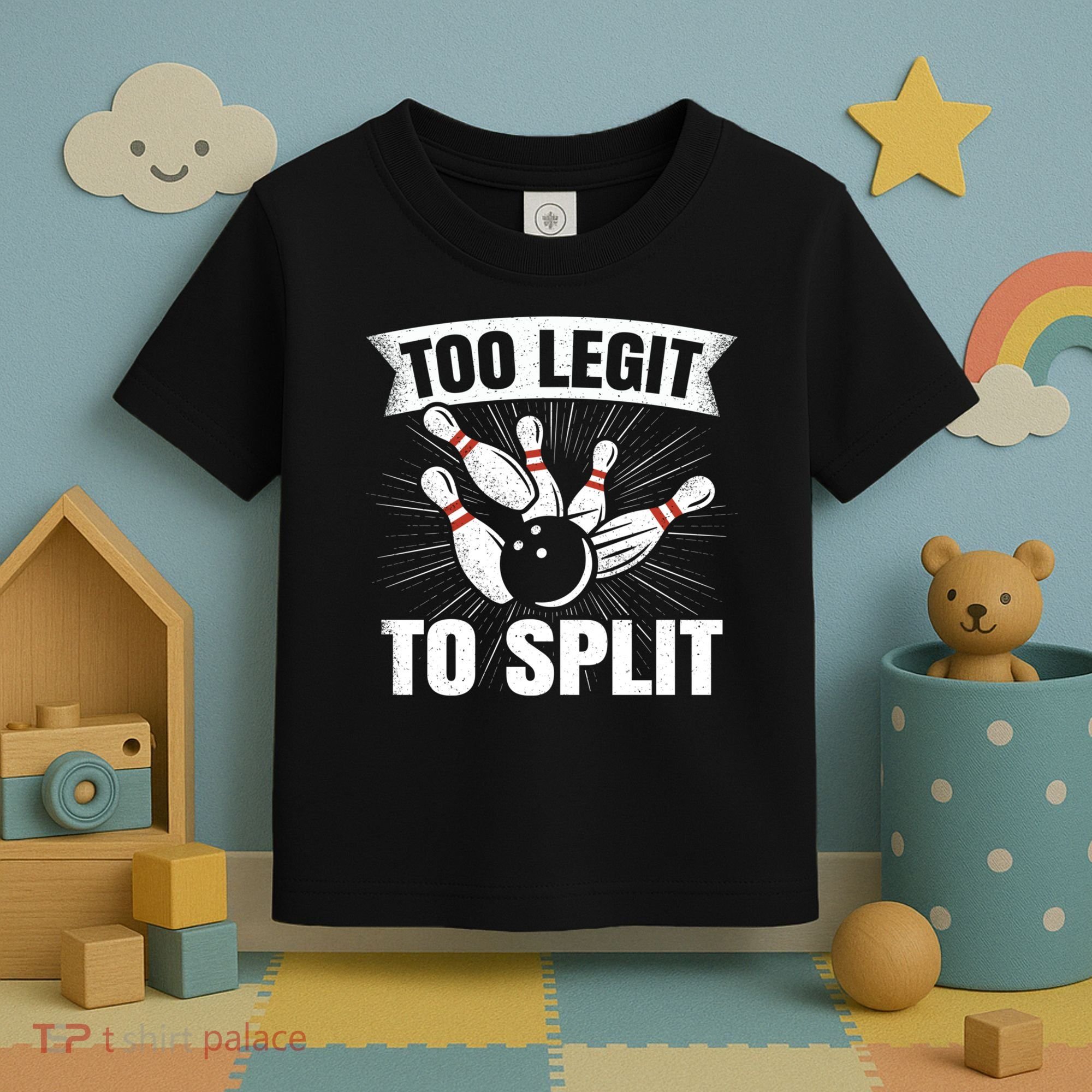 Too Legit To Split Funny Retro Team Bowler Bowling Toddler T-Shirt