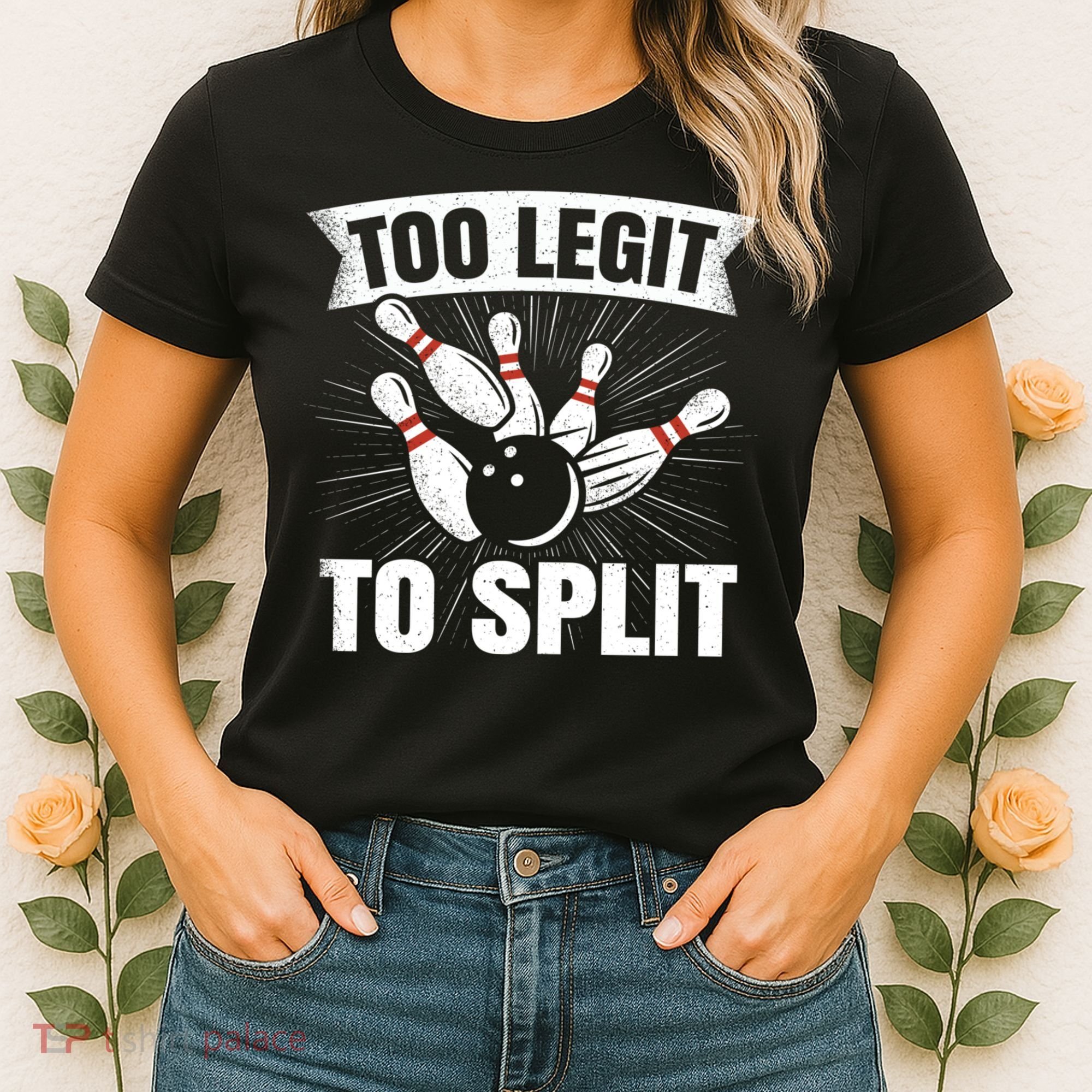 Too Legit To Split Funny Retro Team Bowler Bowling Women's T-Shirt
