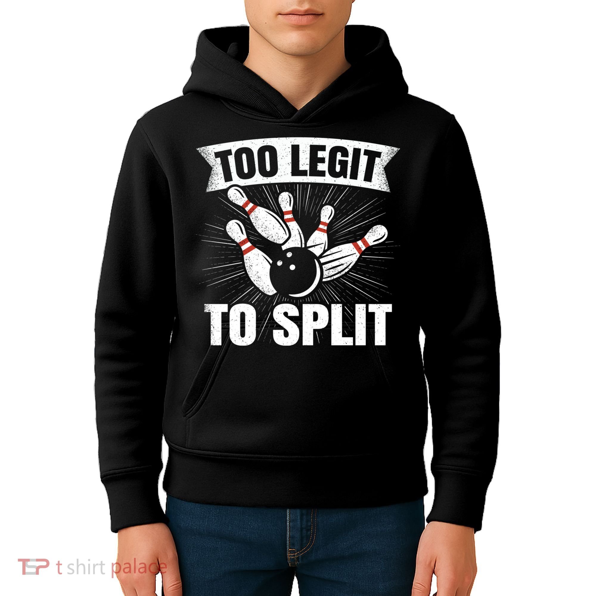 Too Legit To Split Funny Retro Team Bowler Bowling Kids Hoodie