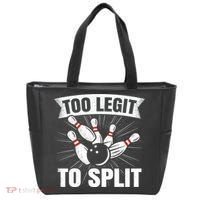 Too Legit To Split Funny Retro Team Bowler Bowling Tote Bag thumb 0