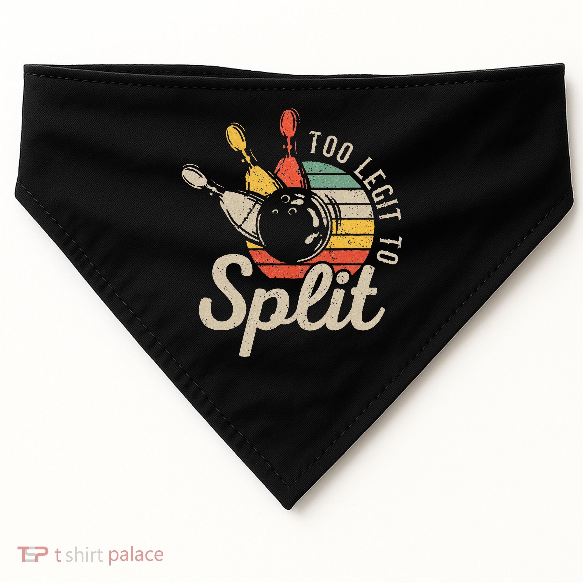 Too Legit To Split Retro Bowling Funny Bowler Bowling Team USA-Made Doggie Bandana