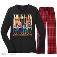 Thug Life Trump Vance Kennedy Elon Women's Long Sleeve Flannel Pajama Set  thumb 0