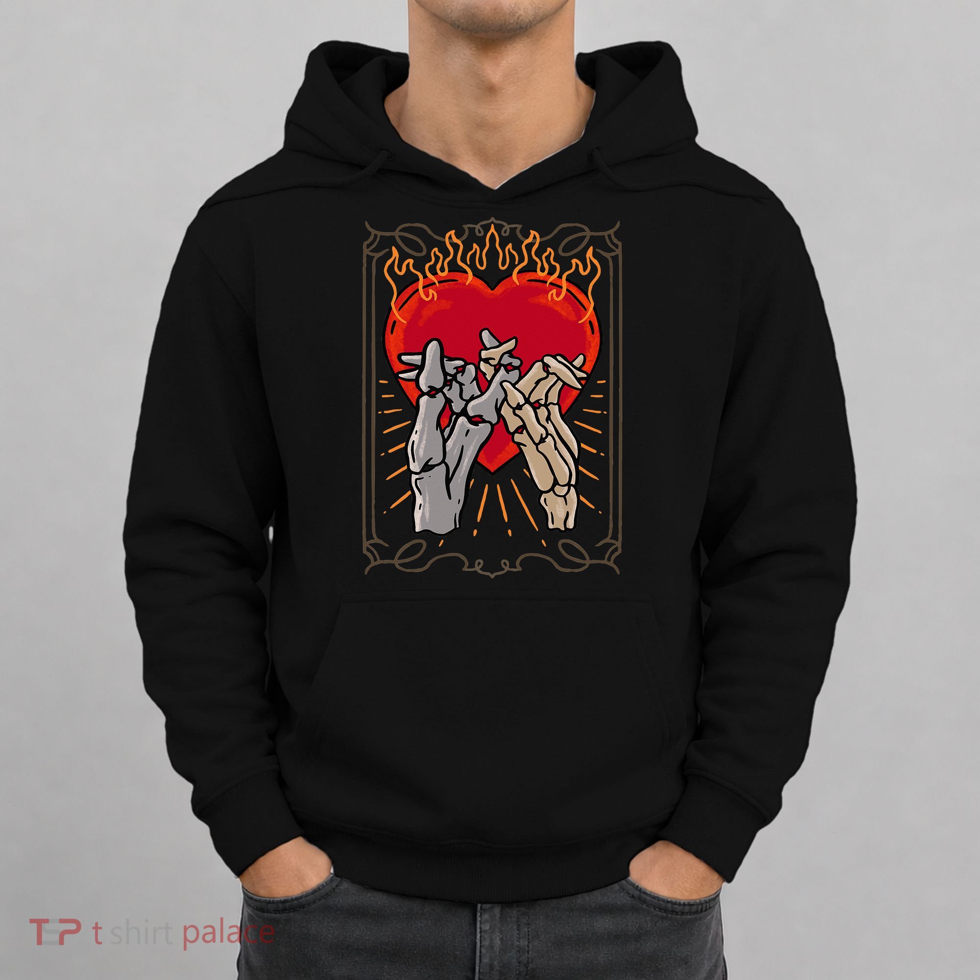 The Lovers Tarot Card Skeleton Gothic Heart Occult Goth Hoodie