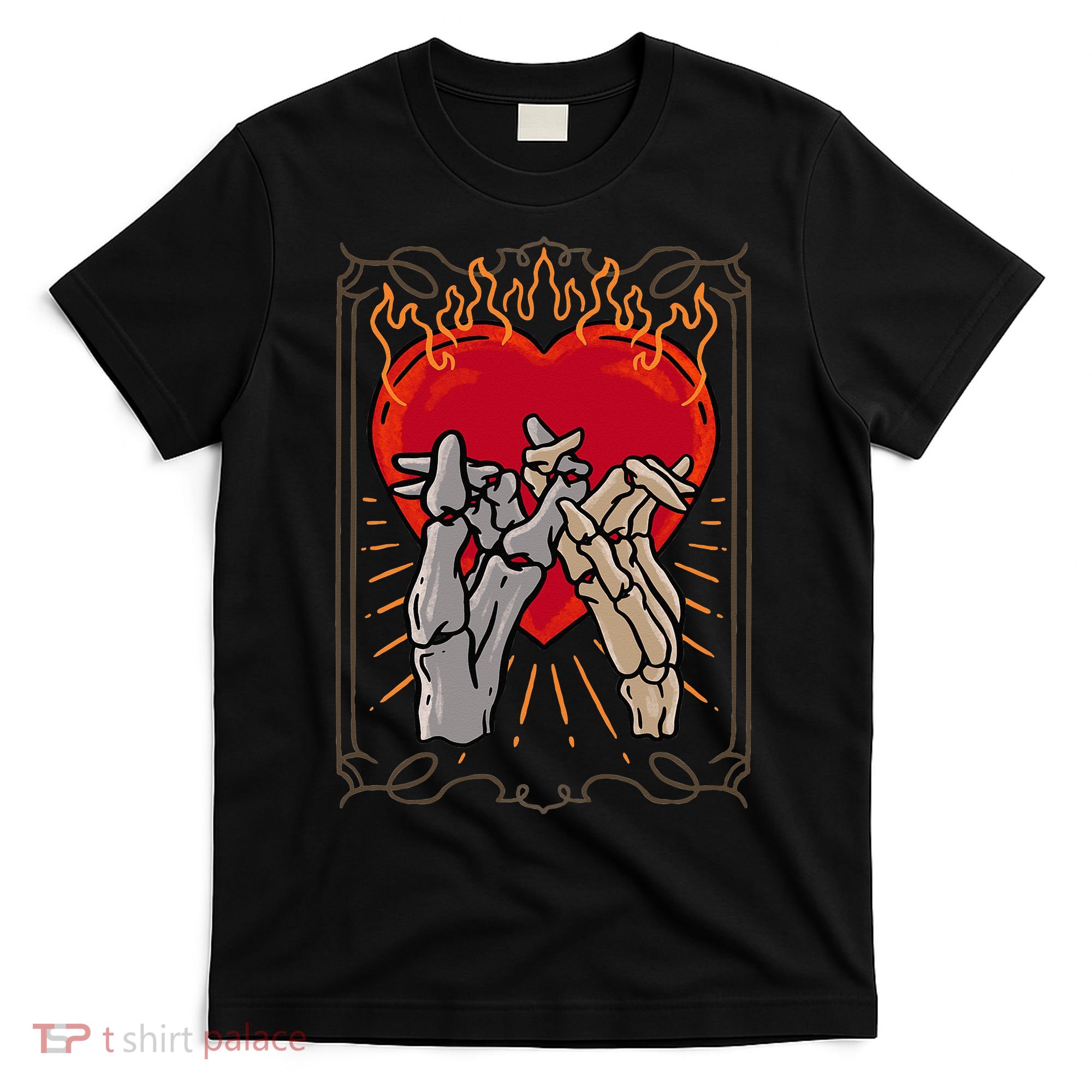 The Lovers Tarot Card Skeleton Gothic Heart Occult Goth T-Shirt