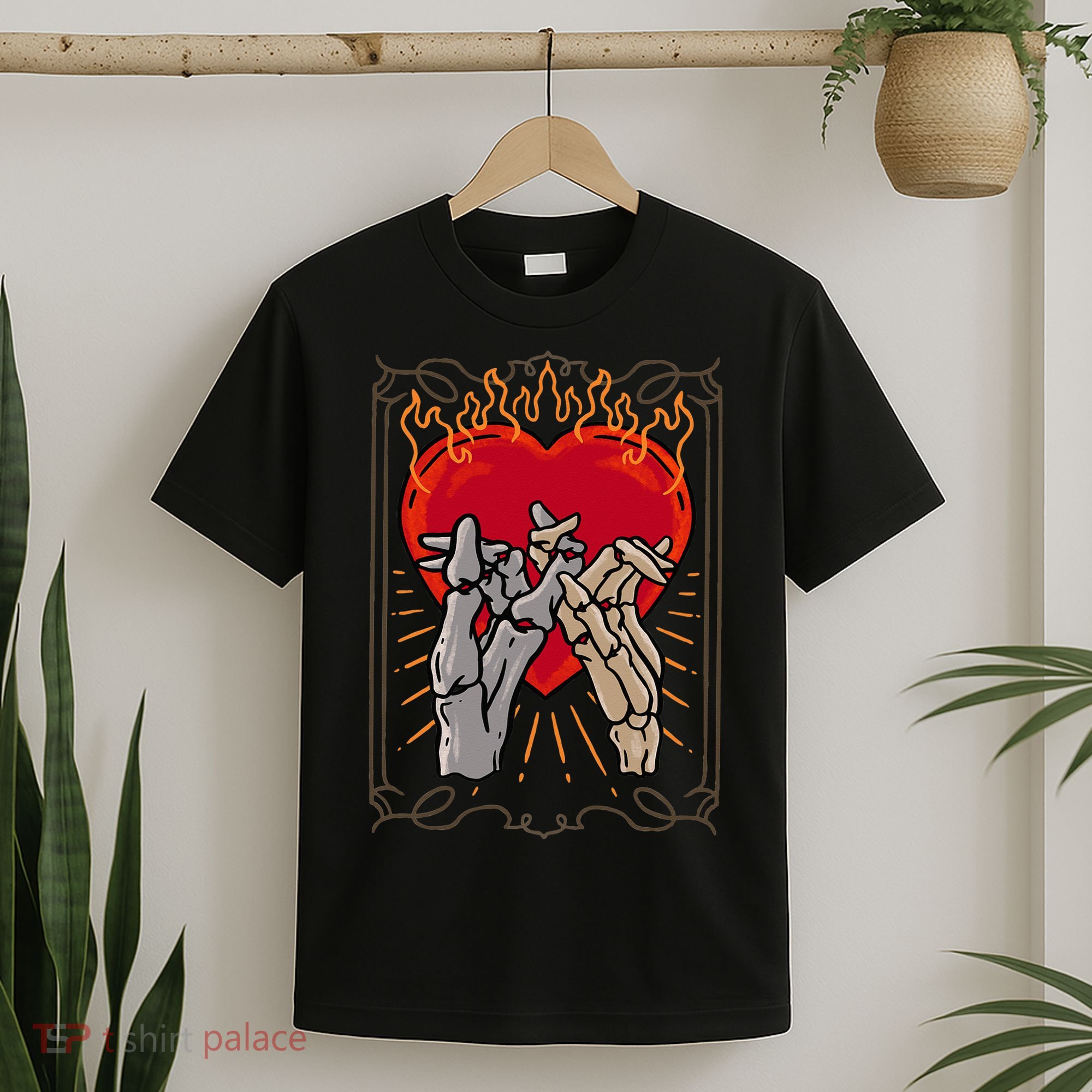 The Lovers Tarot Card Skeleton Gothic Heart Occult Goth T-Shirt