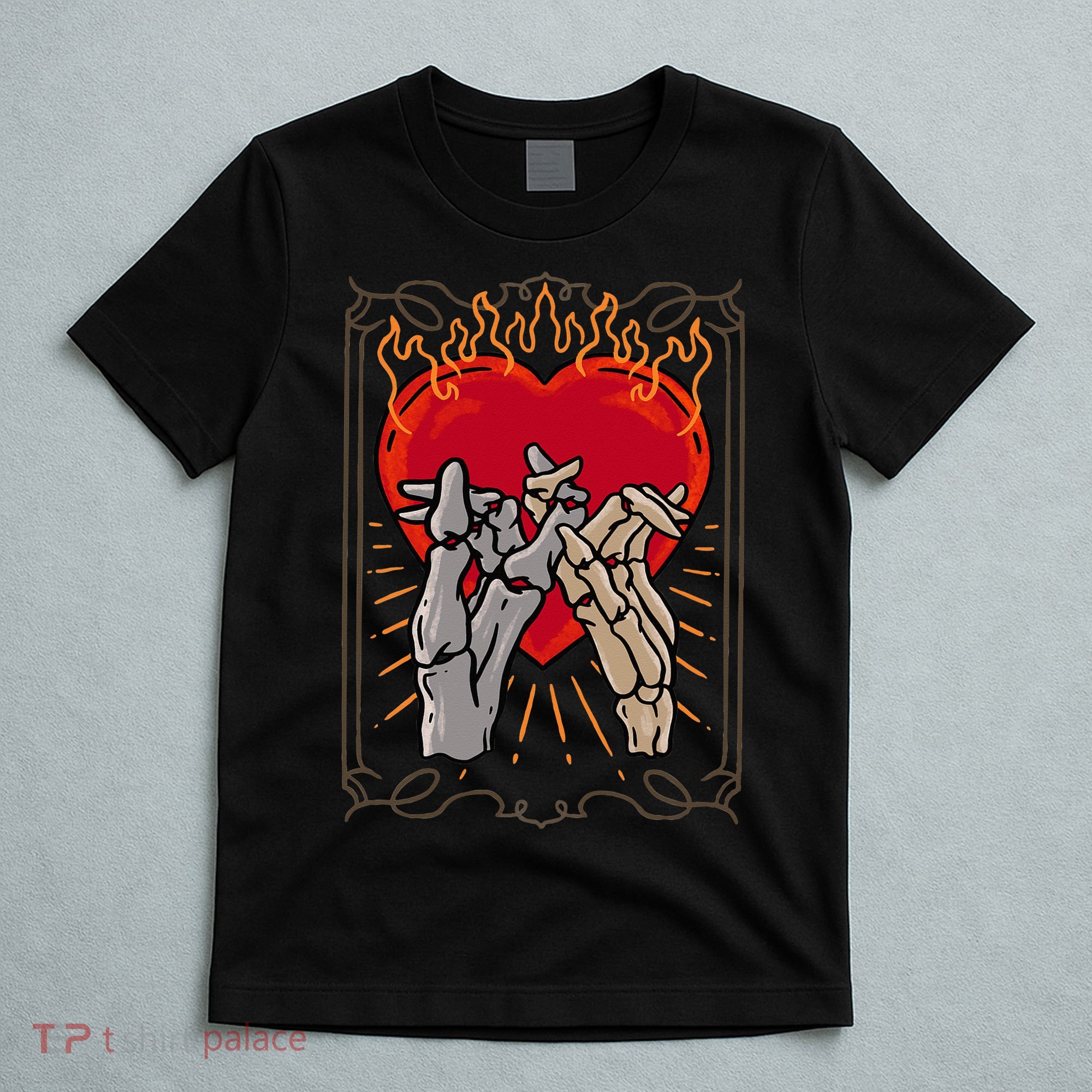 The Lovers Tarot Card Skeleton Gothic Heart Occult Goth T-Shirt