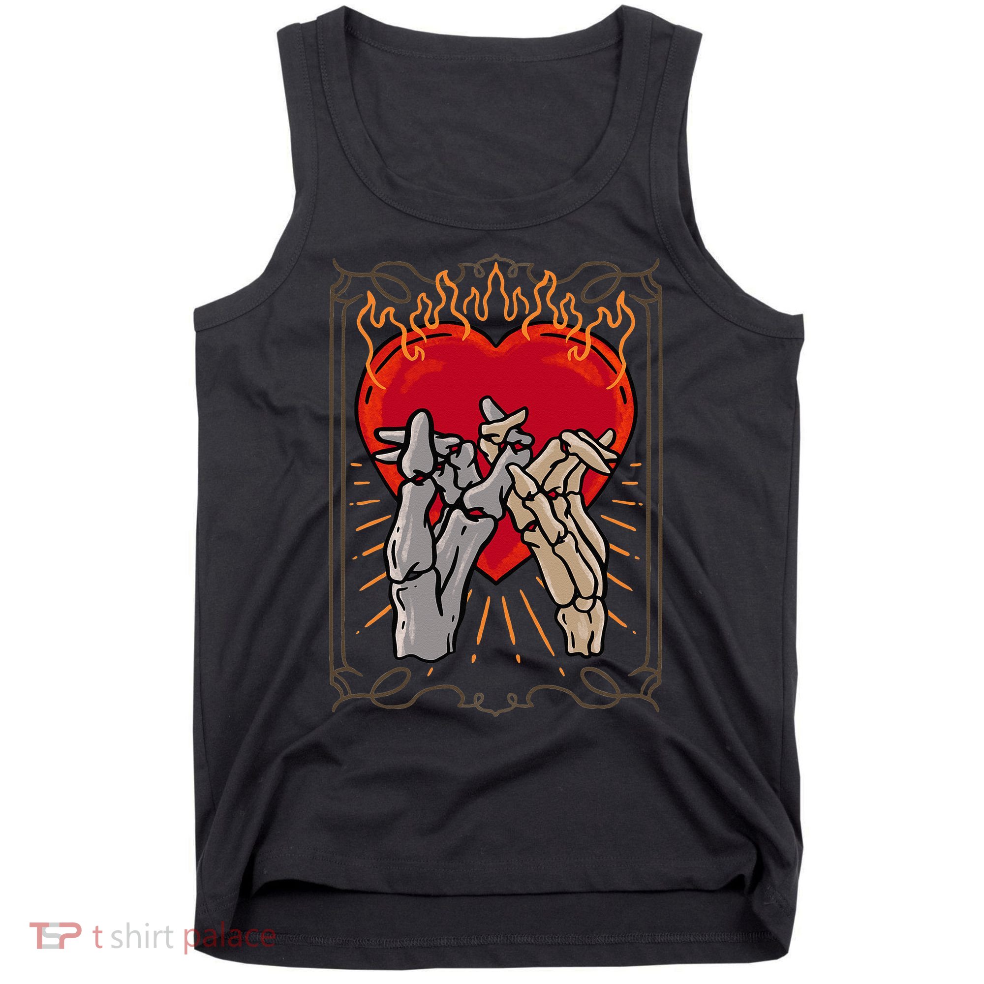 The Lovers Tarot Card Skeleton Gothic Heart Occult Goth Tank Top
