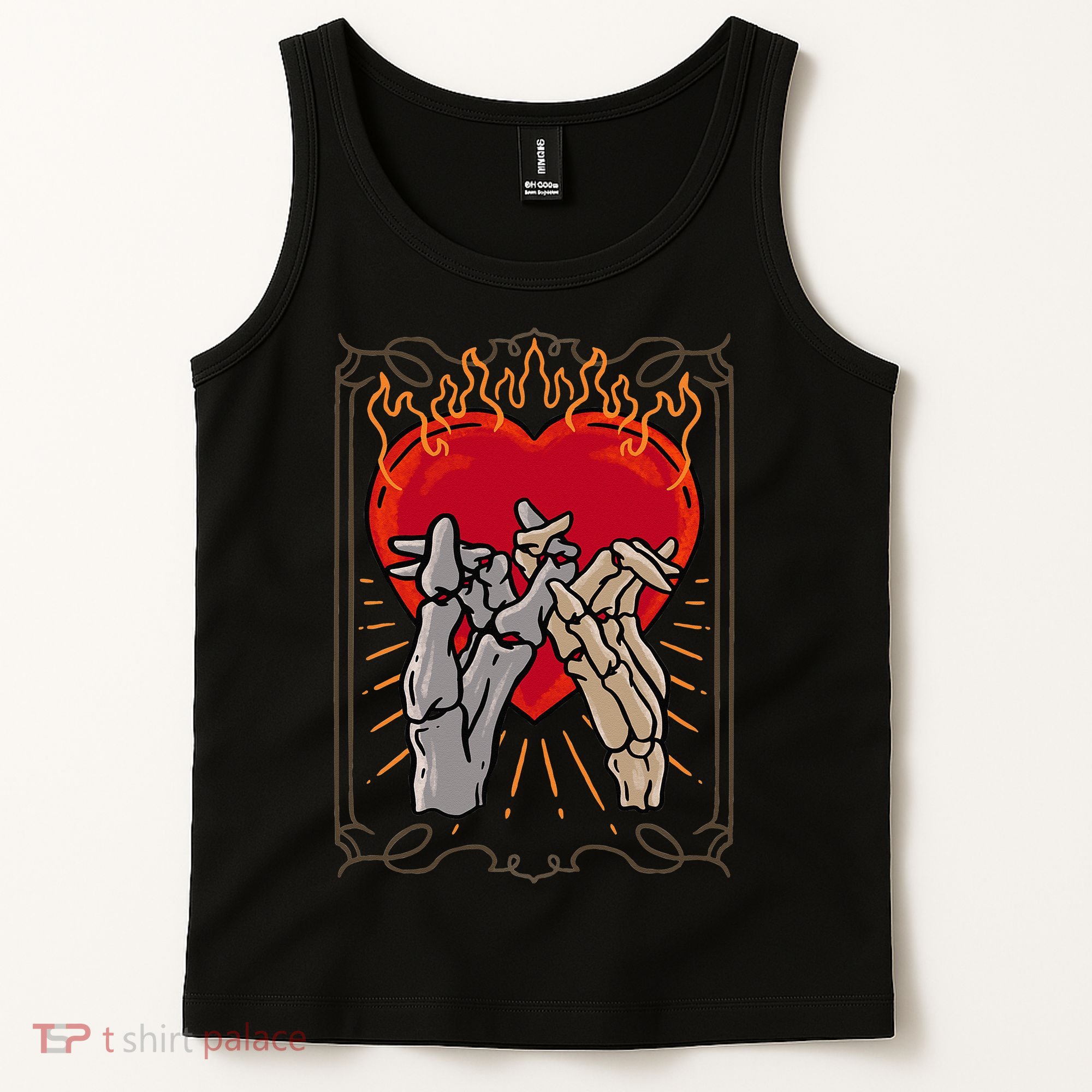 The Lovers Tarot Card Skeleton Gothic Heart Occult Goth Tank Top