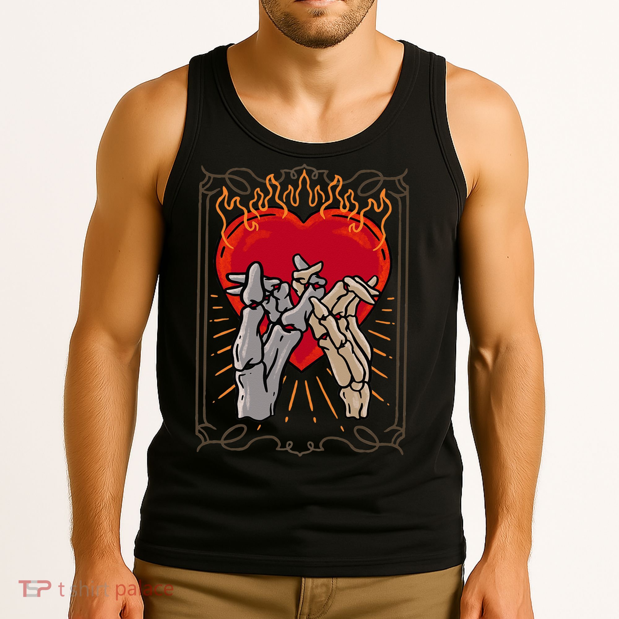 The Lovers Tarot Card Skeleton Gothic Heart Occult Goth Tank Top
