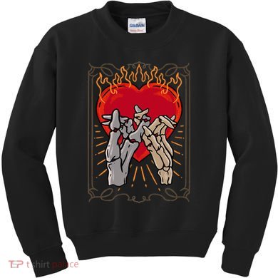 The Lovers Tarot Card Skeleton Gothic Heart Occult Goth Kids Sweatshirt