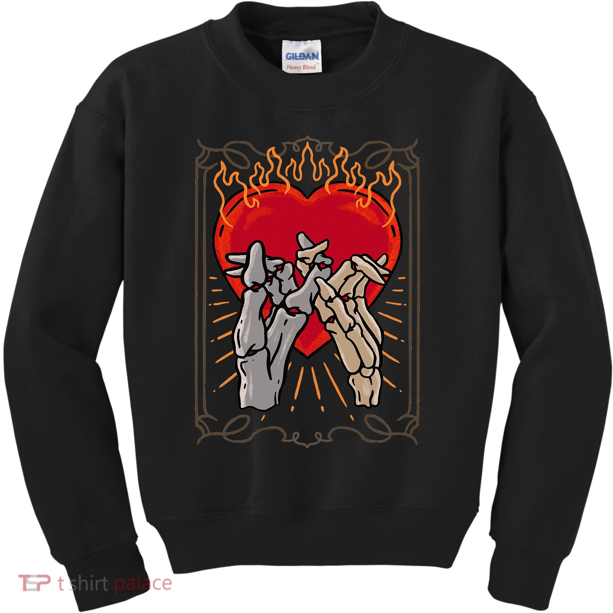 The Lovers Tarot Card Skeleton Gothic Heart Occult Goth Kids Sweatshirt