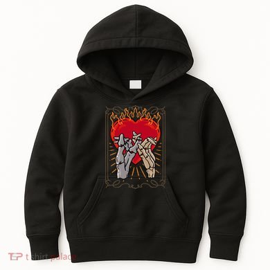 The Lovers Tarot Card Skeleton Gothic Heart Occult Goth Kids Hoodie