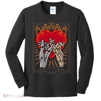 The Lovers Tarot Card Skeleton Gothic Heart Occult Goth Kids Long Sleeve Shirt thumb 0