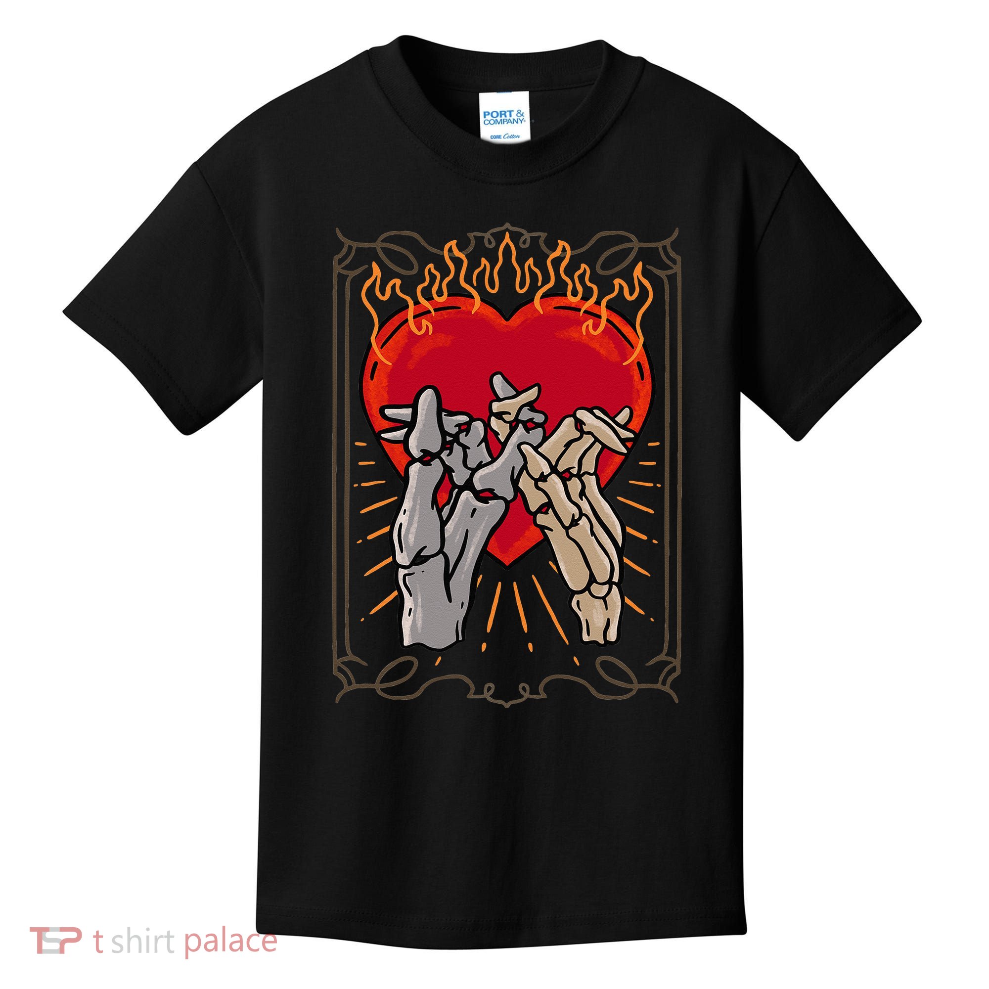 The Lovers Tarot Card Skeleton Gothic Heart Occult Goth Kids T-Shirt