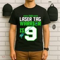 This Laser Tag Warrior Is 9 Gaming Birthday Party T-Shirt thumb 6