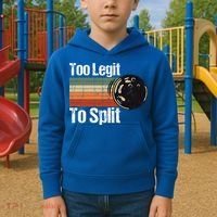 Too Legit To Split Funny Retro Bowling Team Unisex Blower Kids Hoodie thumb 2