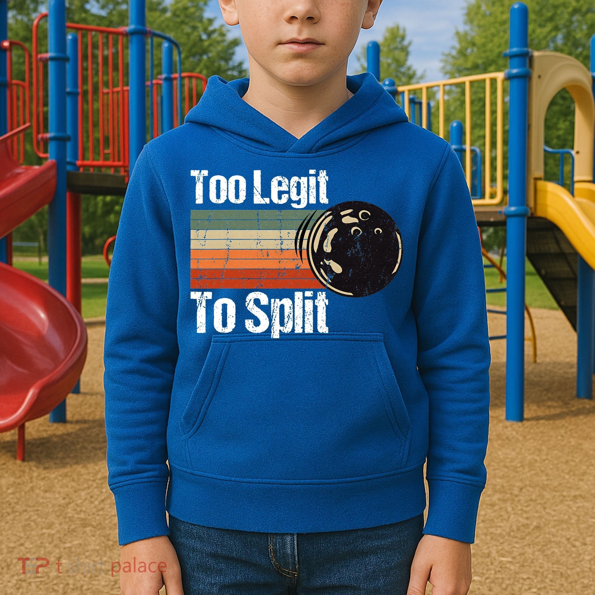 Too Legit To Split Funny Retro Bowling Team Unisex Blower Kids Hoodie