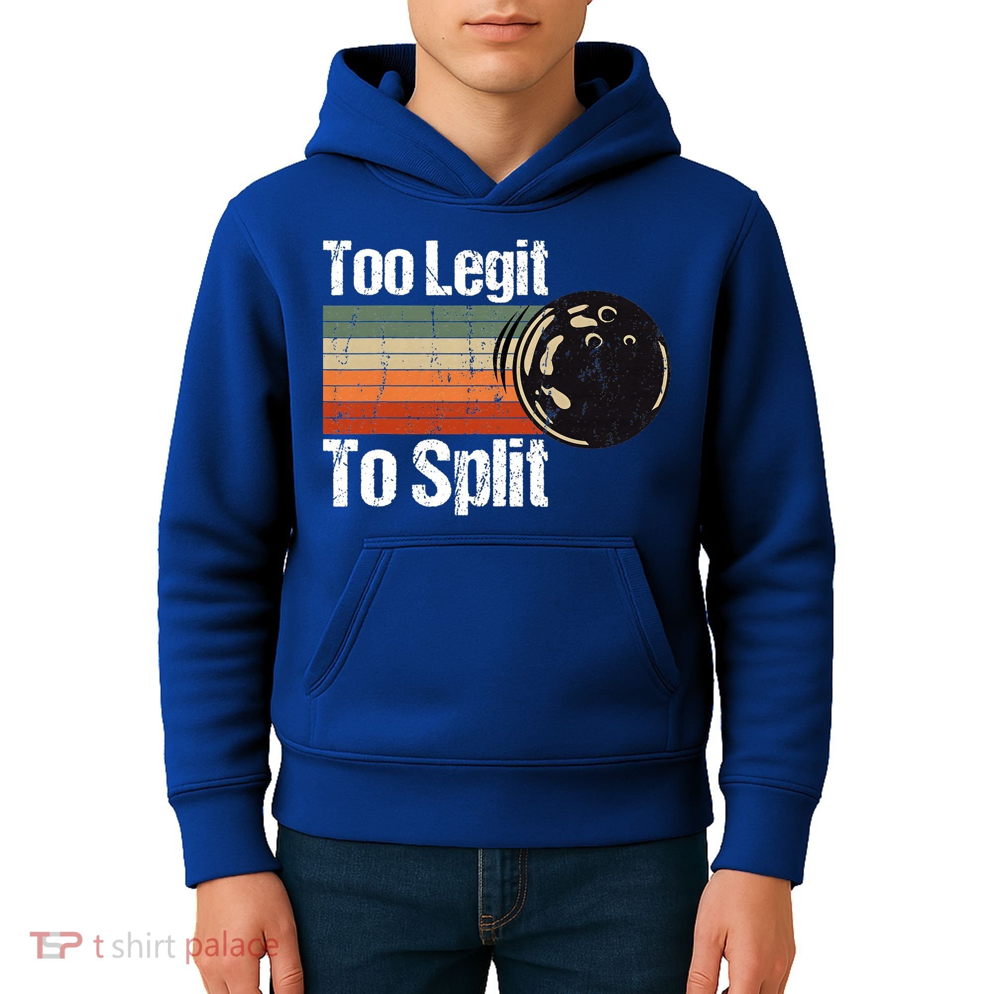 Too Legit To Split Funny Retro Bowling Team Unisex Blower Kids Hoodie