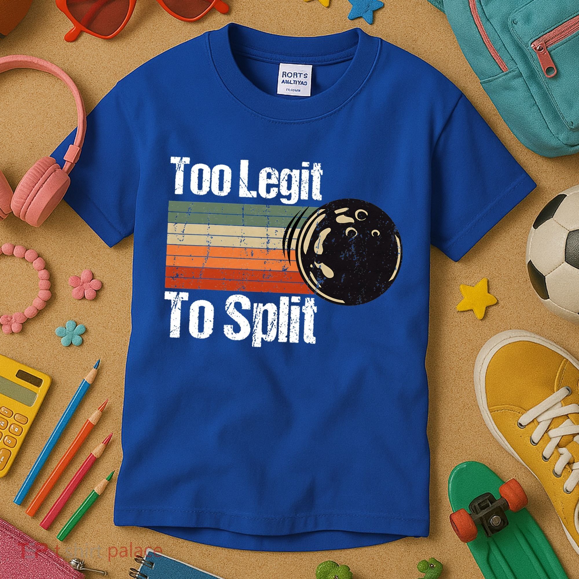 Too Legit To Split Funny Retro Bowling Team Unisex Blower Kids T-Shirt