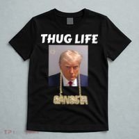 Thug Life Trump Mugshot Gangsta Gold Chain Bling Drip Trump T-Shirt thumb 5