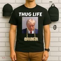 Thug Life Trump Mugshot Gangsta Gold Chain Bling Drip Trump T-Shirt thumb 6