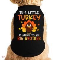 This Little Turkey Is Going To Be A Big Brother Thanksgiving Doggie Tank thumb 0