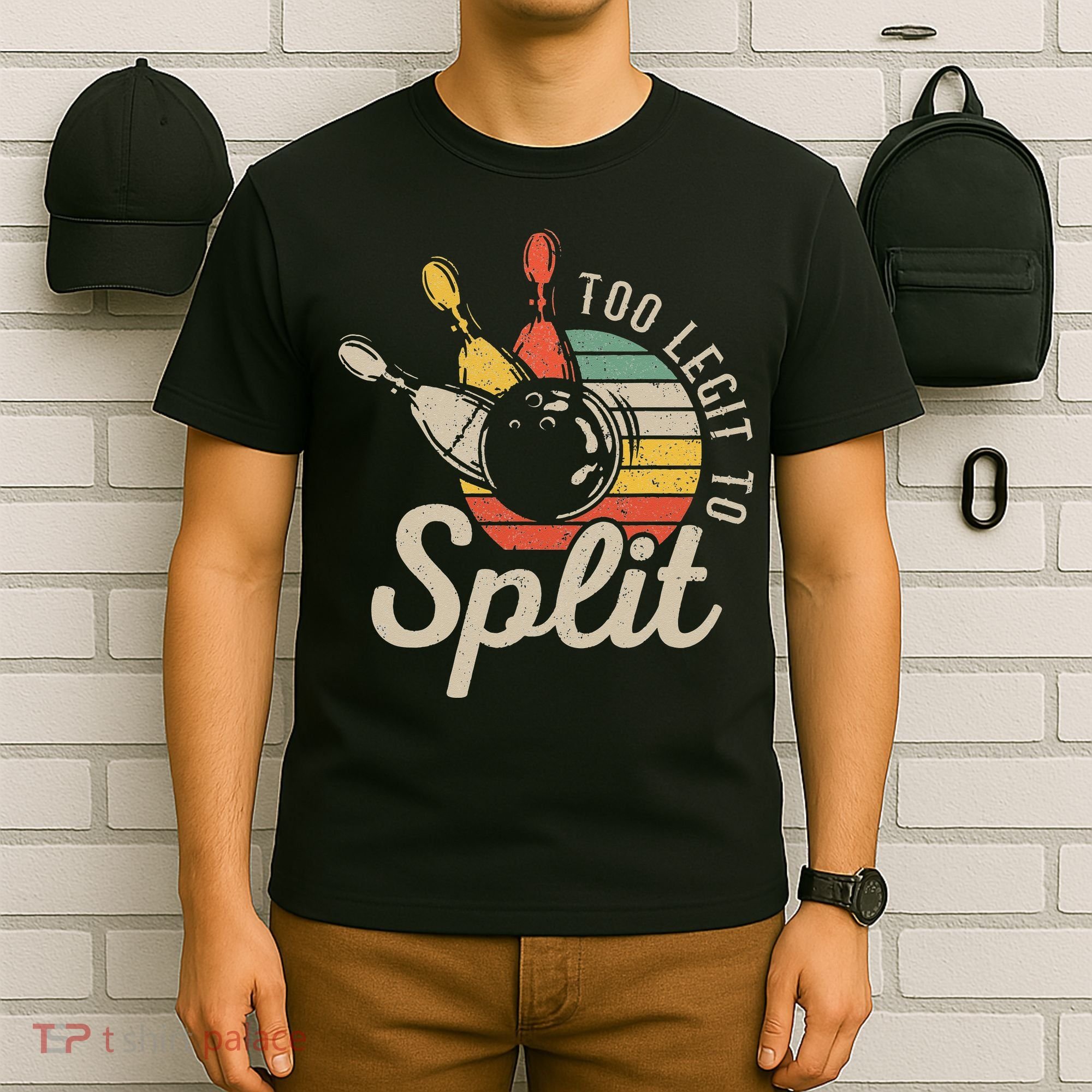 Too Legit To Split Retro Bowling Funny Bowler Bowling Team T-Shirt