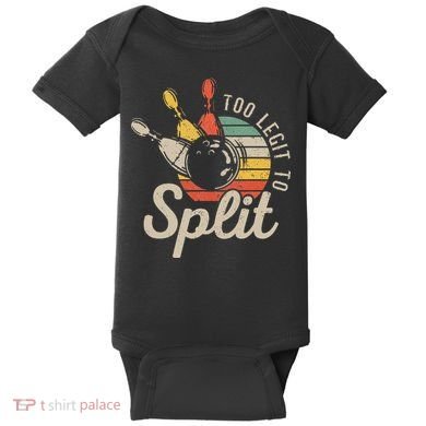 Too Legit To Split Retro Bowling Funny Bowler Bowling Team Baby Bodysuit