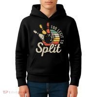 Too Legit To Split Retro Bowling Funny Bowler Bowling Team Kids Hoodie thumb 4