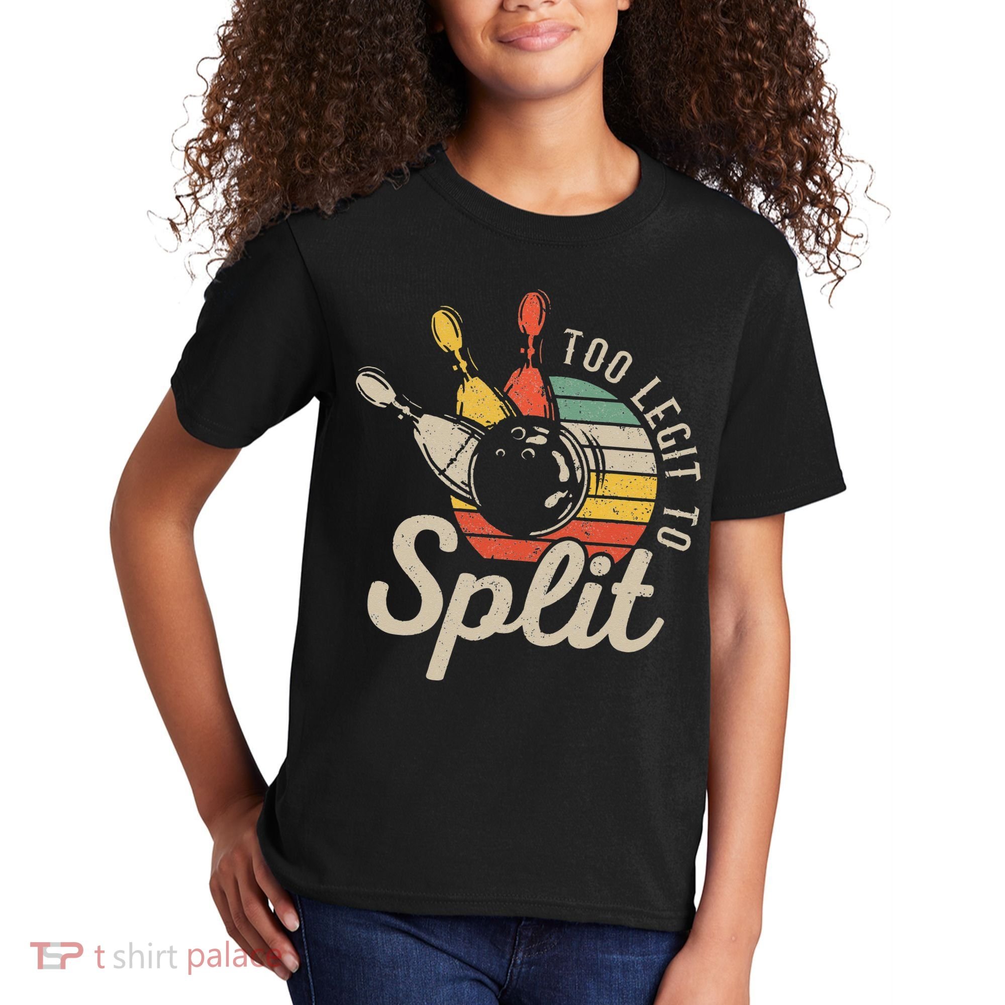 Too Legit To Split Retro Bowling Funny Bowler Bowling Team Kids T-Shirt