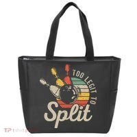 Too Legit To Split Retro Bowling Funny Bowler Bowling Team Tote Bag thumb 0