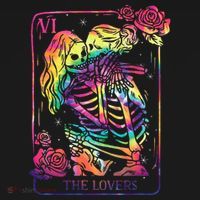 The Lovers Tarot Card Goth Tie Dye Kissing Lesbian Skeletons Hoodie thumb 2