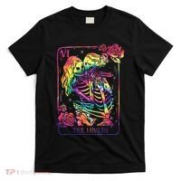 The Lovers Tarot Card Goth Tie Dye Kissing Lesbian Skeletons T-Shirt thumb 0
