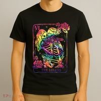 The Lovers Tarot Card Goth Tie Dye Kissing Lesbian Skeletons T-Shirt thumb 3